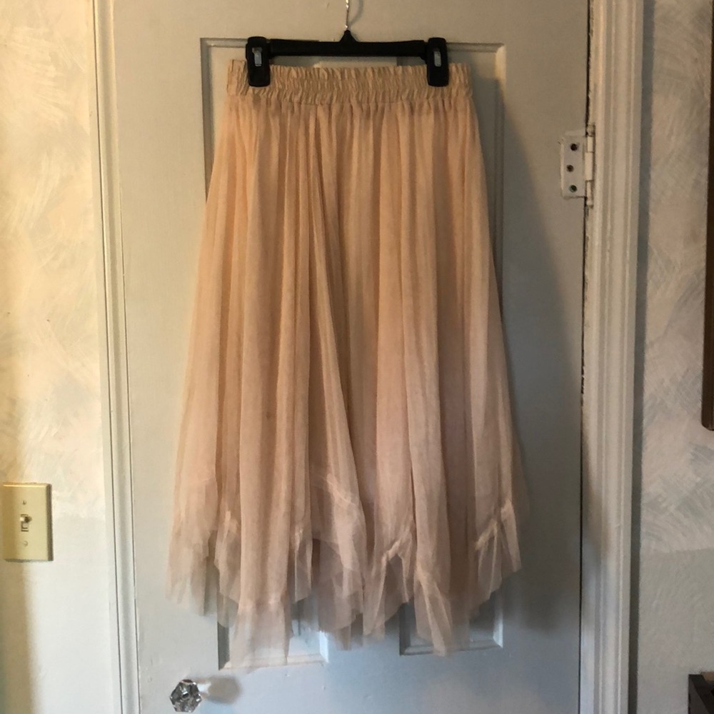 Champagne Ballet-Style Calf Length Skirt